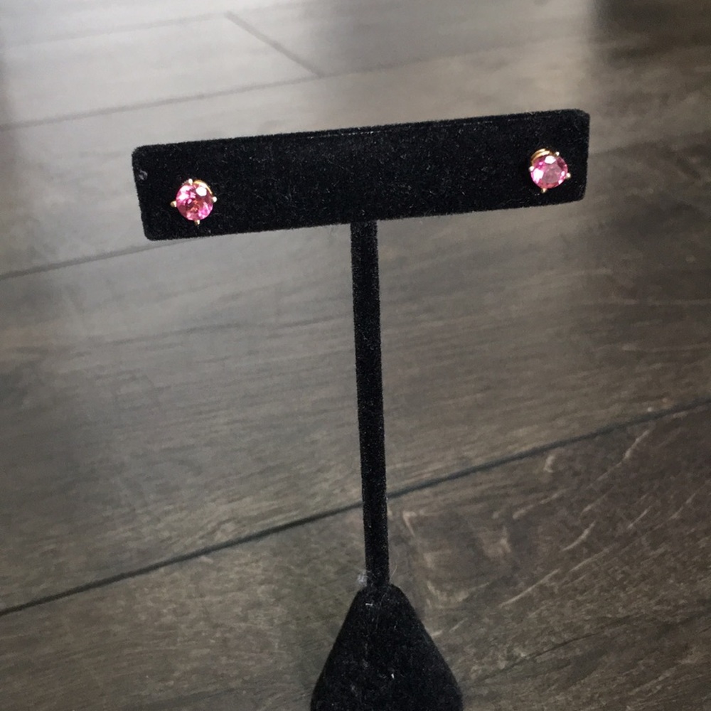 14K Yellow Gold Stud Earrings with Pink Topaz